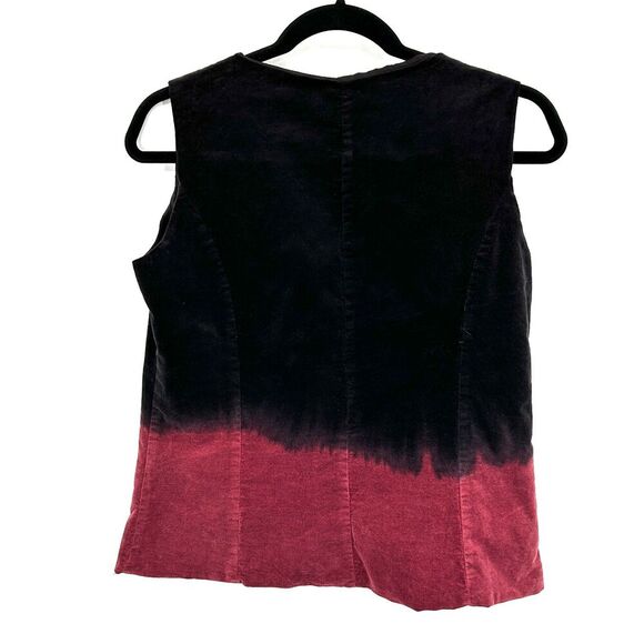 LUNA LUZ Black Pink Ombre Velvet Y2K Button Up Sleeveless Vest Top Size Small - Picture 2 of 4